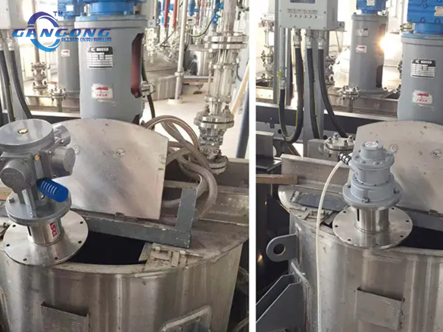 气动马达应用于涂料工厂的物料搅拌混合-赣工机械
